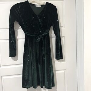 Girls hunter green sparkly dress